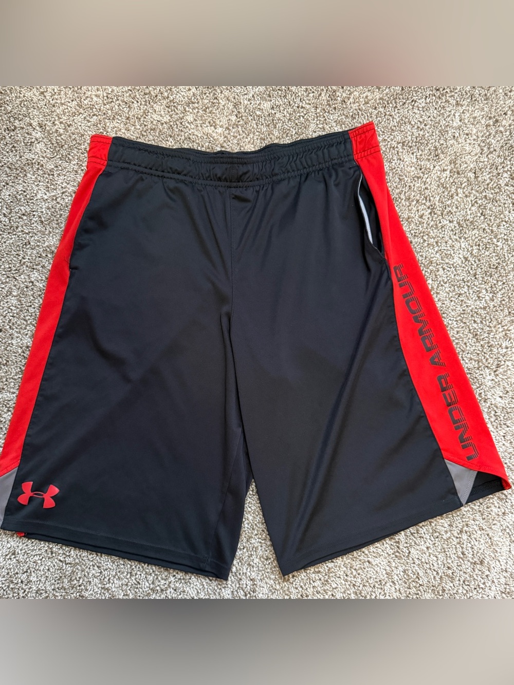 Youth Under Armour Black & Red Athletic Shorts